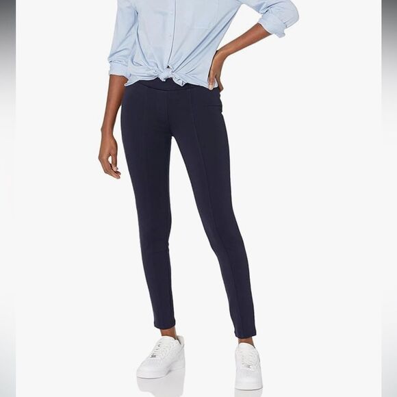 🌴 Daily Ritual Black Ponte Knit Seamed-Front 2-Pocket Legging Women’s Large - Picture 1 of 15